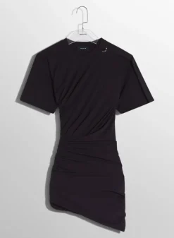 Women MUGLER black draped pierced day dress