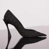 MUGLER black embellished leather fang 95 pump