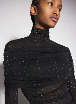 Women MUGLER black embellished ruched dress