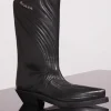 MUGLER black embossed leather santiag boots