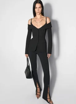 MUGLER black embossed lizard leather fang bag