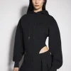 Women MUGLER black fleece hoodie bodysuit