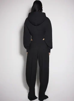 Women MUGLER black fleece hoodie bodysuit
