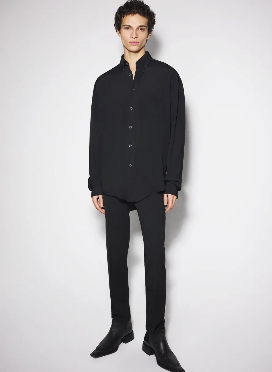 Women MUGLER black fluid piercing shirt