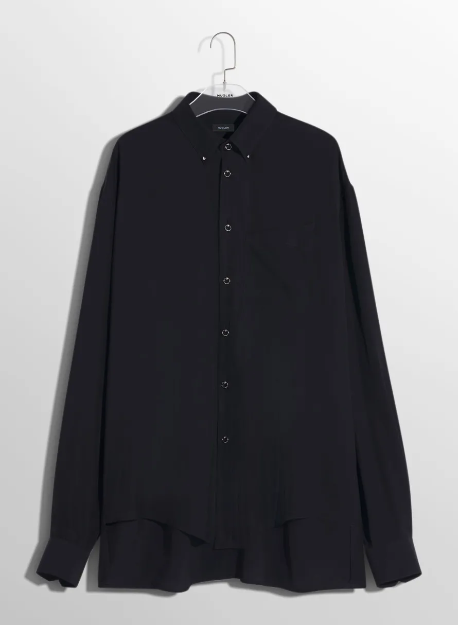 Women MUGLER black fluid piercing shirt