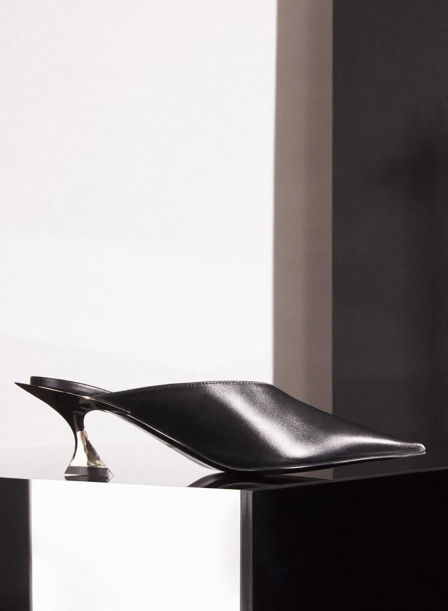 MUGLER Black leather Fang 55 mules