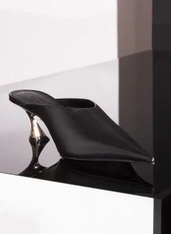 MUGLER Black leather Fang 55 mules