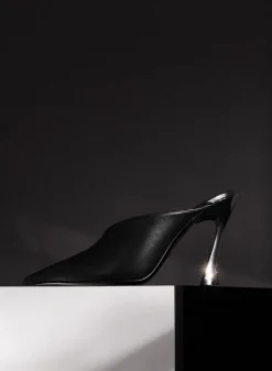 MUGLER Black leather Fang 95 mules