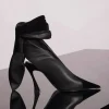 MUGLER black leather knot fang 95 mules