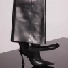 MUGLER black leather piercing fang 95 garter boots