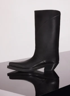 MUGLER black leather santiag boots
