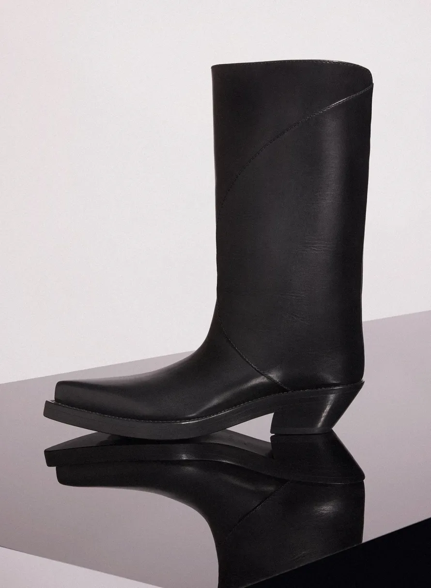 MUGLER black leather santiag boots