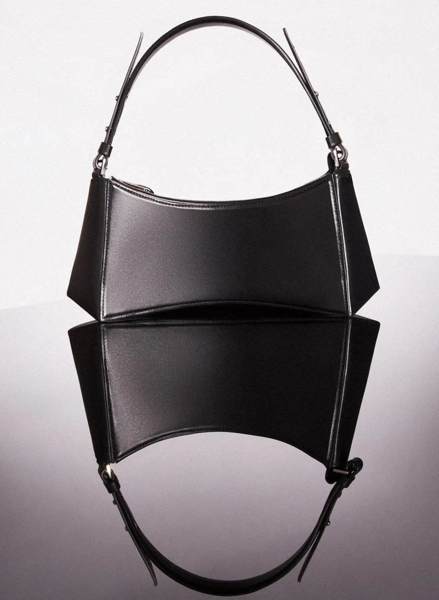MUGLER black leather zenith bag