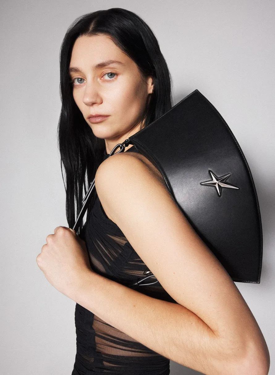 MUGLER black leather zenith bag