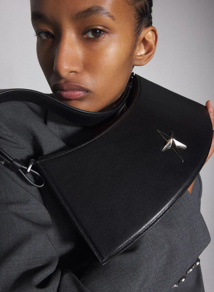 MUGLER black leather zenith bag