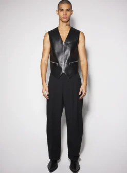 Women MUGLER black leather zipper vest