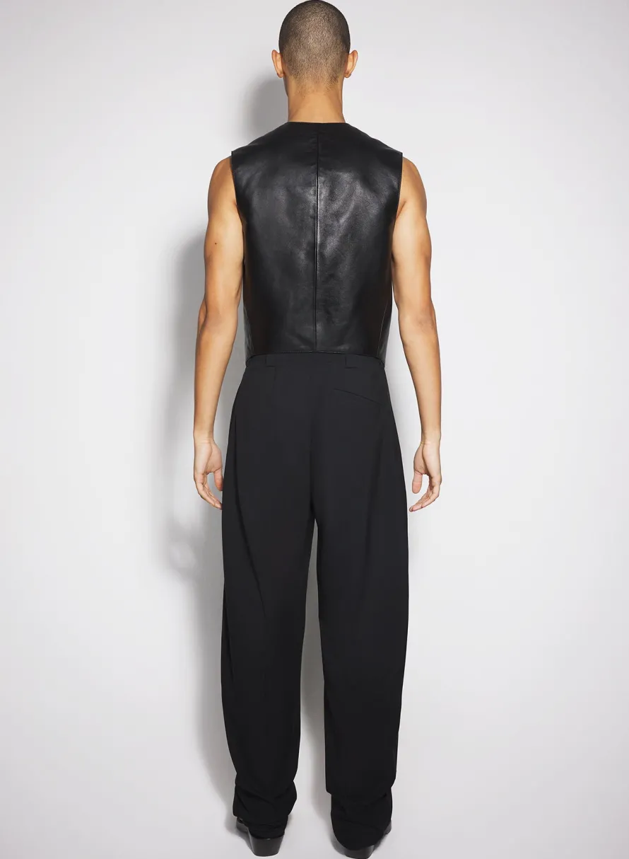 Women MUGLER black leather zipper vest