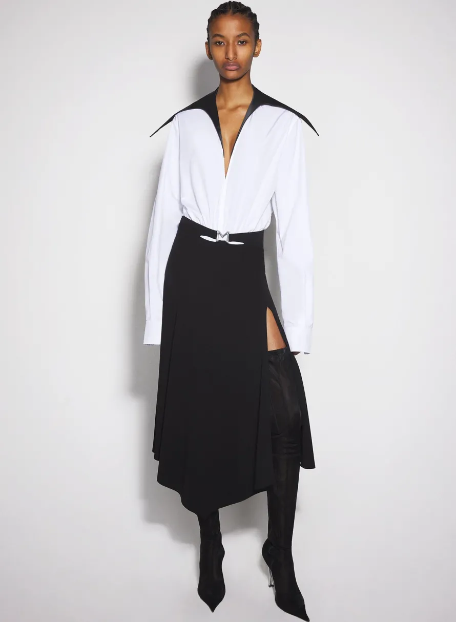 Women MUGLER black m slitted skirt