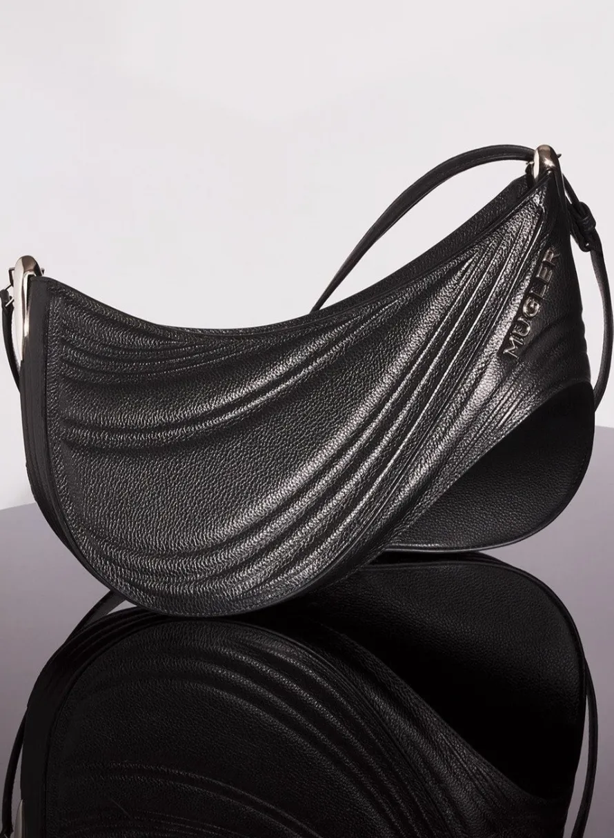 MUGLER black medium embossed spiral curve 01