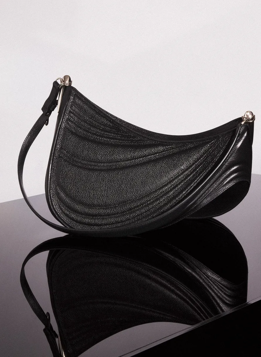 MUGLER black medium embossed spiral curve 01