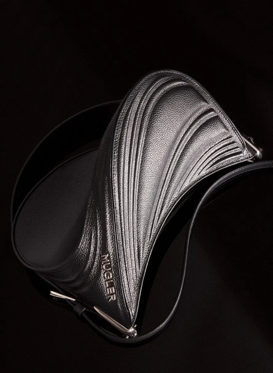 MUGLER black medium embossed spiral curve 01