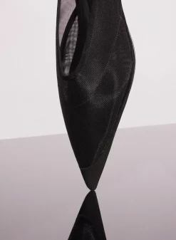 MUGLER black mesh fang fang mules