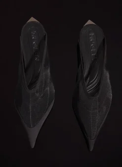 MUGLER black mesh fang fang mules