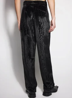 Women MUGLER black moiré velvet trousers