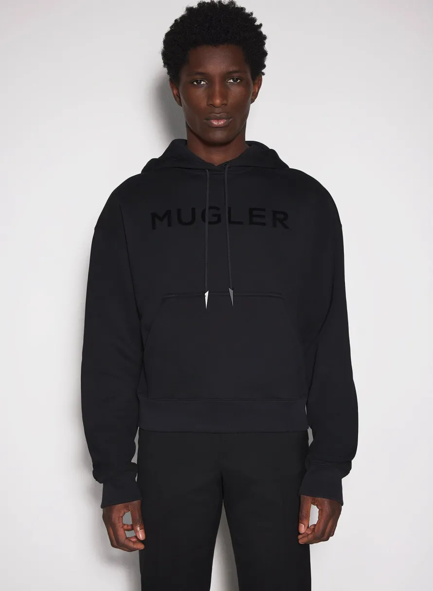 Women MUGLER black logo hoodie
