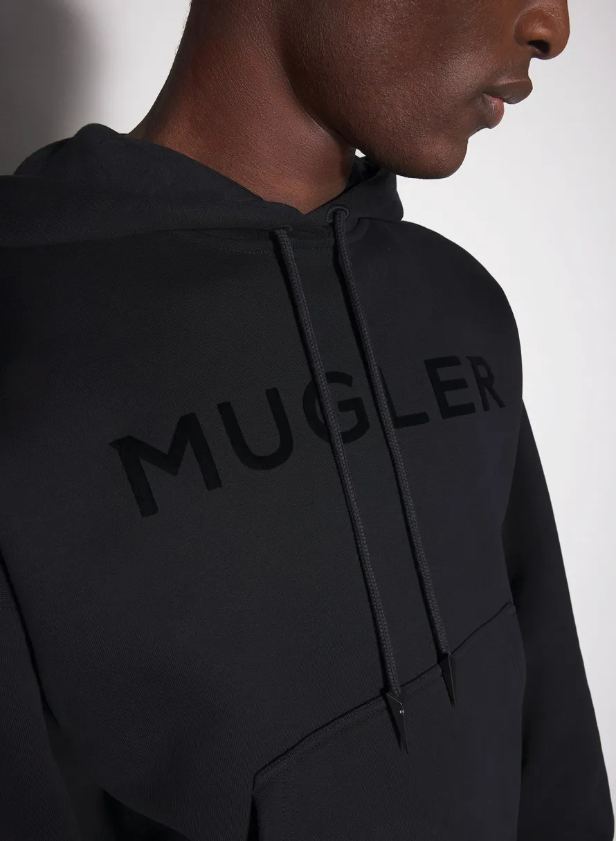 Women MUGLER black logo hoodie