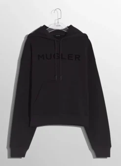 Women MUGLER black logo hoodie