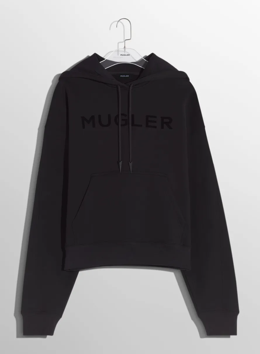 Women MUGLER black logo hoodie