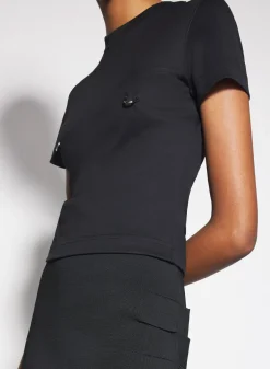 Women MUGLER black pierced baby t-shirt