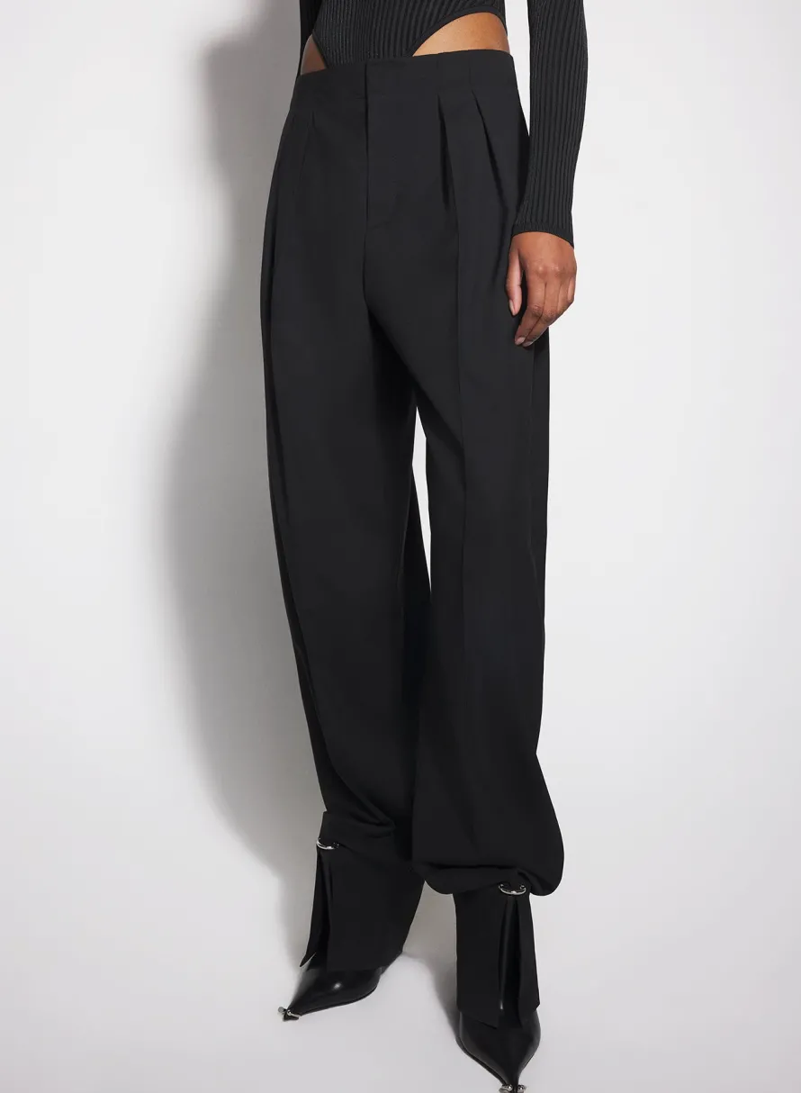 Women MUGLER black pierced loose tailored trousers