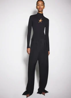 Women MUGLER black pierced loose tailored trousers