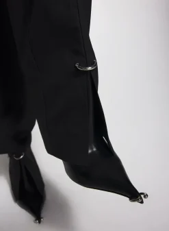 Women MUGLER black pierced loose tailored trousers