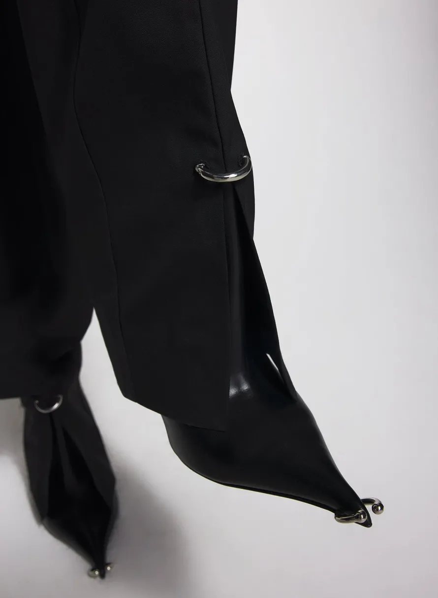 Women MUGLER black pierced loose tailored trousers