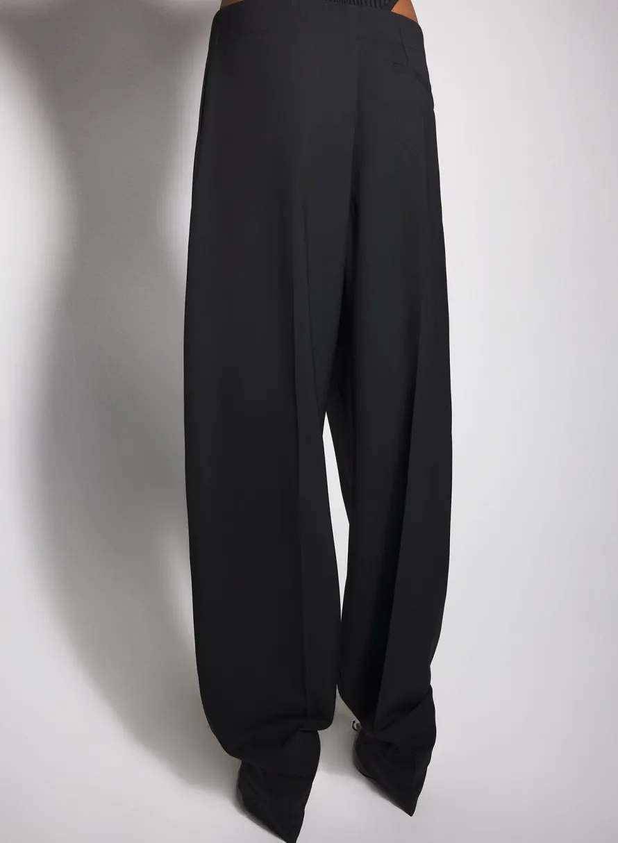 Women MUGLER black pierced loose tailored trousers
