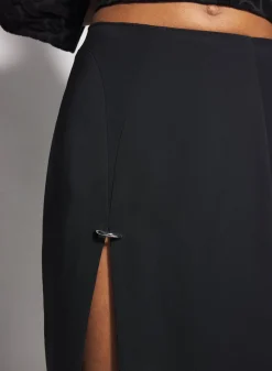 Women MUGLER black pierced pencil skirt
