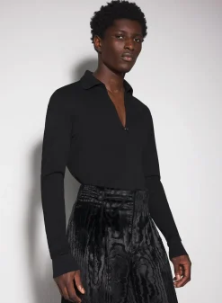 Women MUGLER black pierced polo