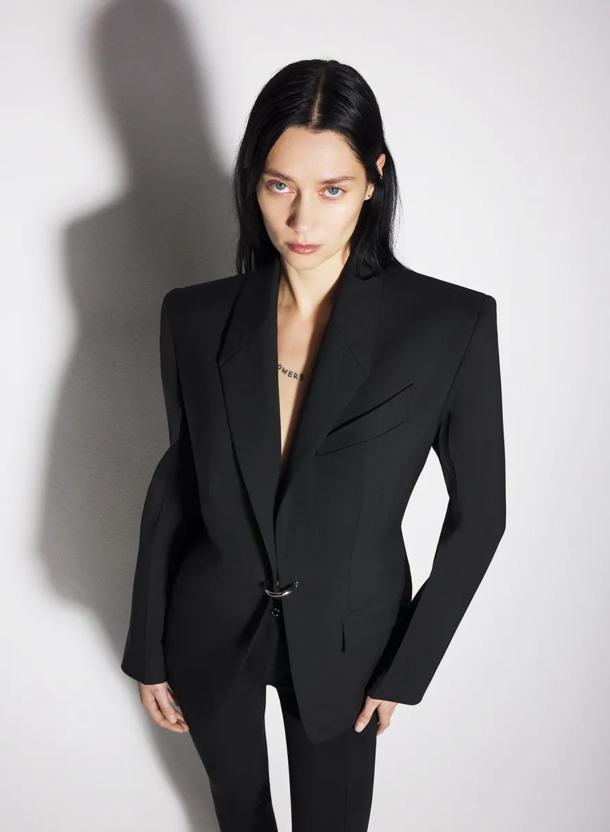 Women MUGLER black pierced tailored jacket