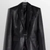 Women MUGLER black pierced tailored leather jacket