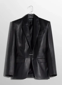 Women MUGLER black pierced tailored leather jacket