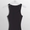 Women MUGLER black pierced tank top