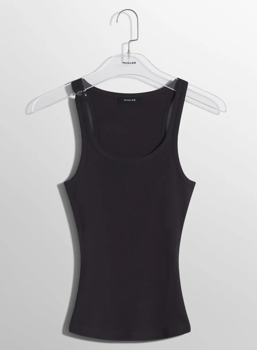 Women MUGLER black pierced tank top