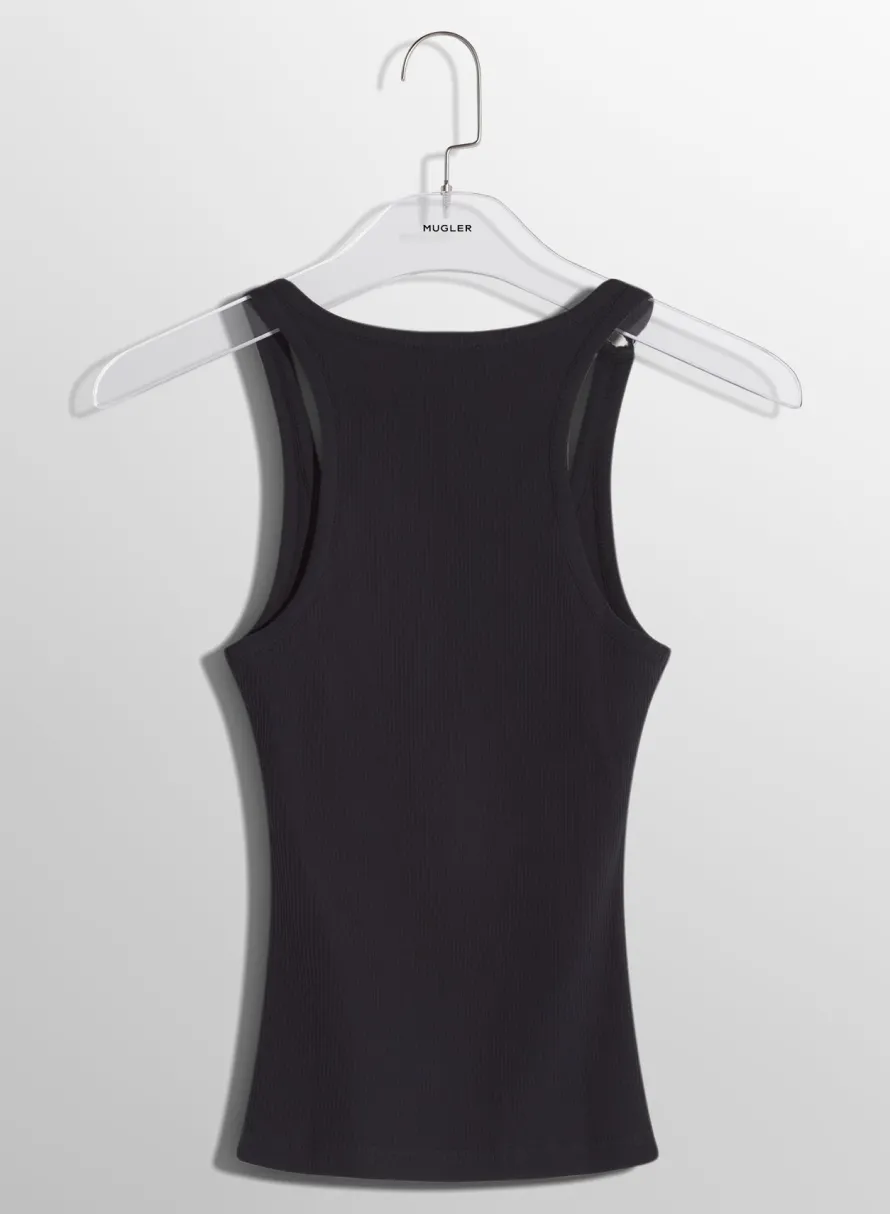 Women MUGLER black pierced tank top