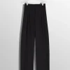 Women MUGLER black pleated wide leg trousers
