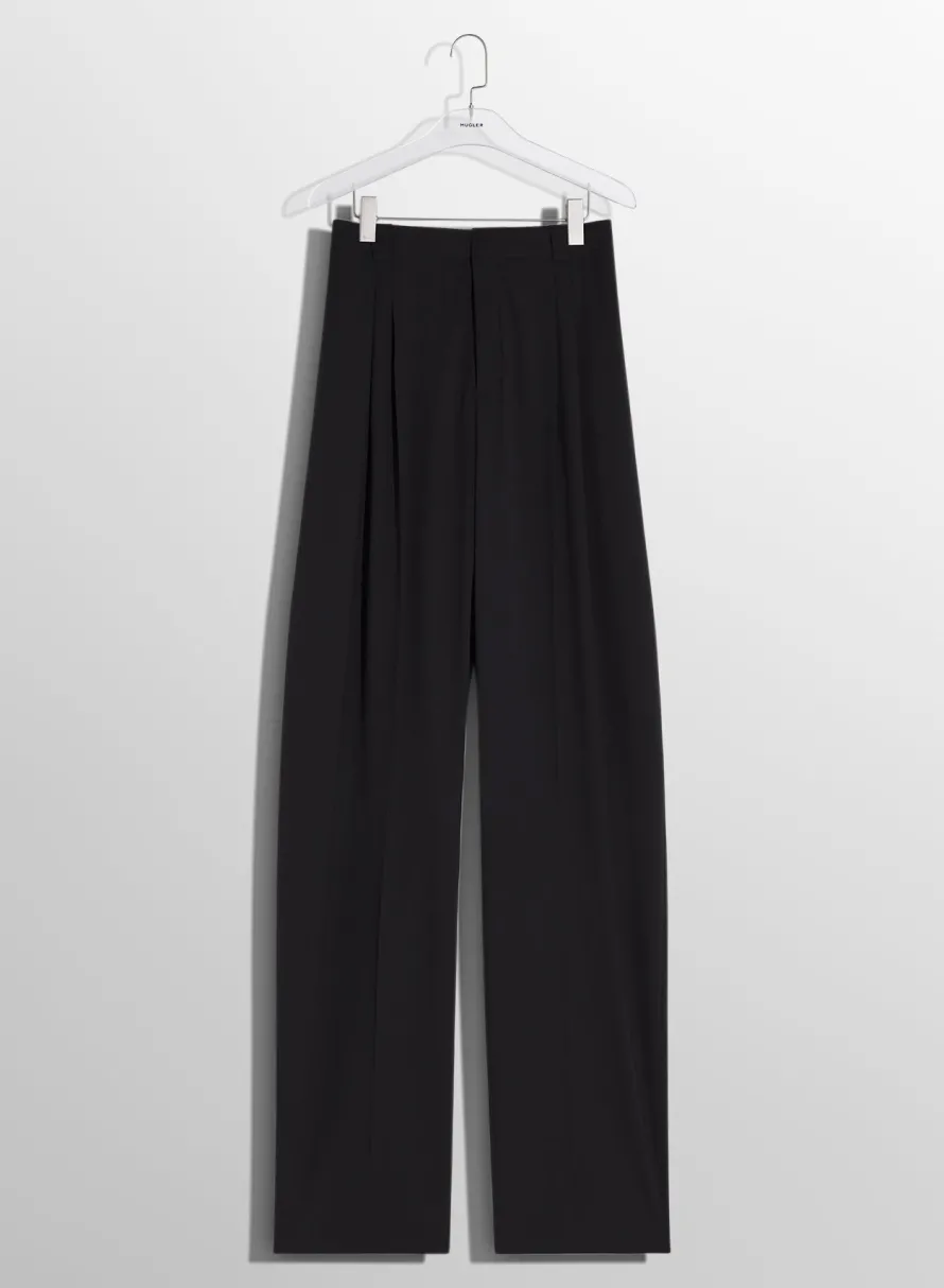 Women MUGLER black pleated wide leg trousers