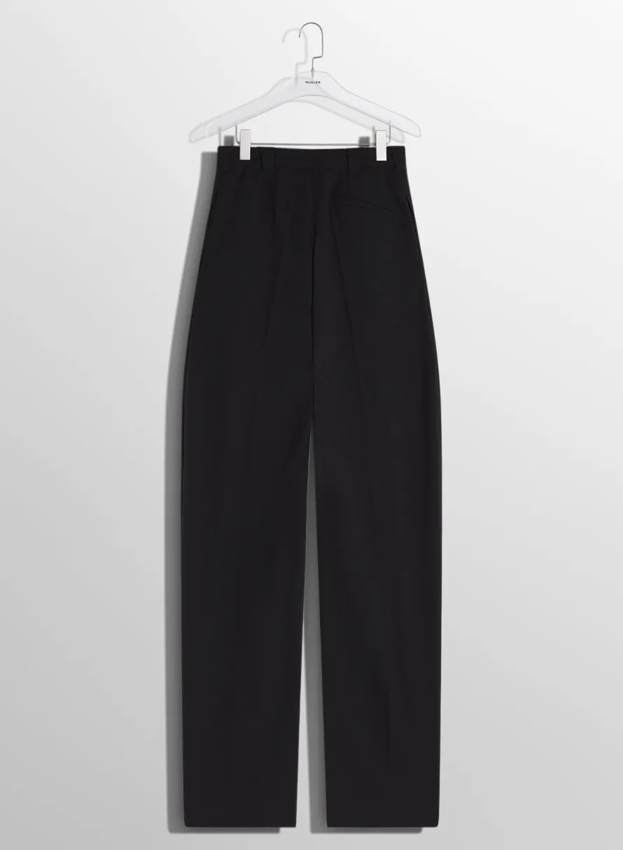 Women MUGLER black pleated wide leg trousers