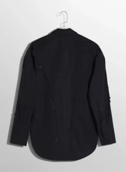 Women MUGLER black poplin button shirt